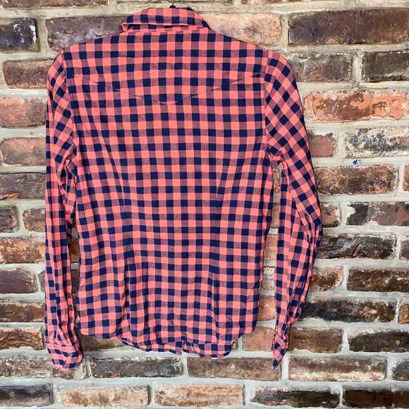 Forever 21 I Love H81 Red Buffalo Check Plaid Button Down Top Women's Size Small - Picture 5 of 5